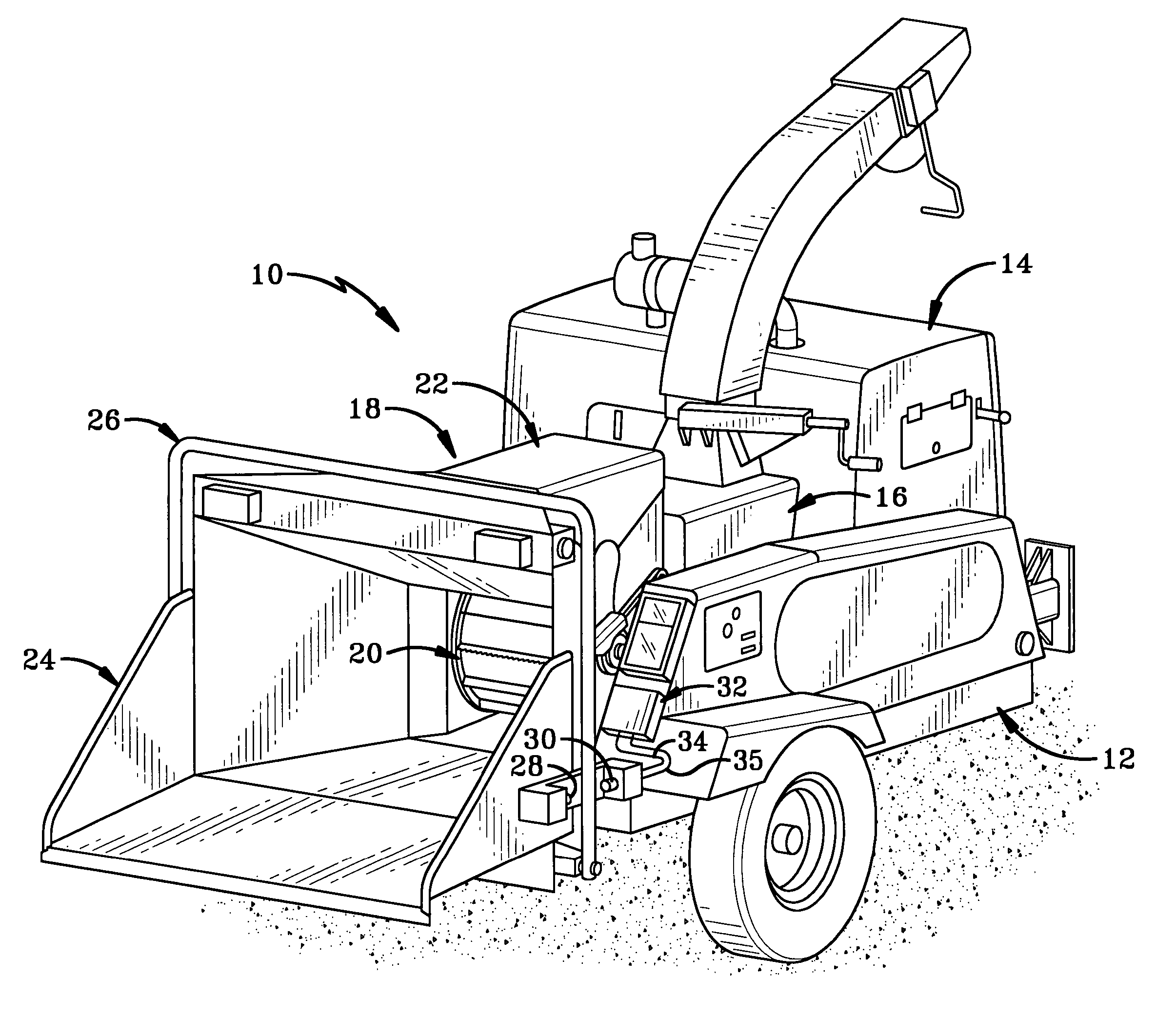 Method of operating a wood chipper and power transmission system for use therewith