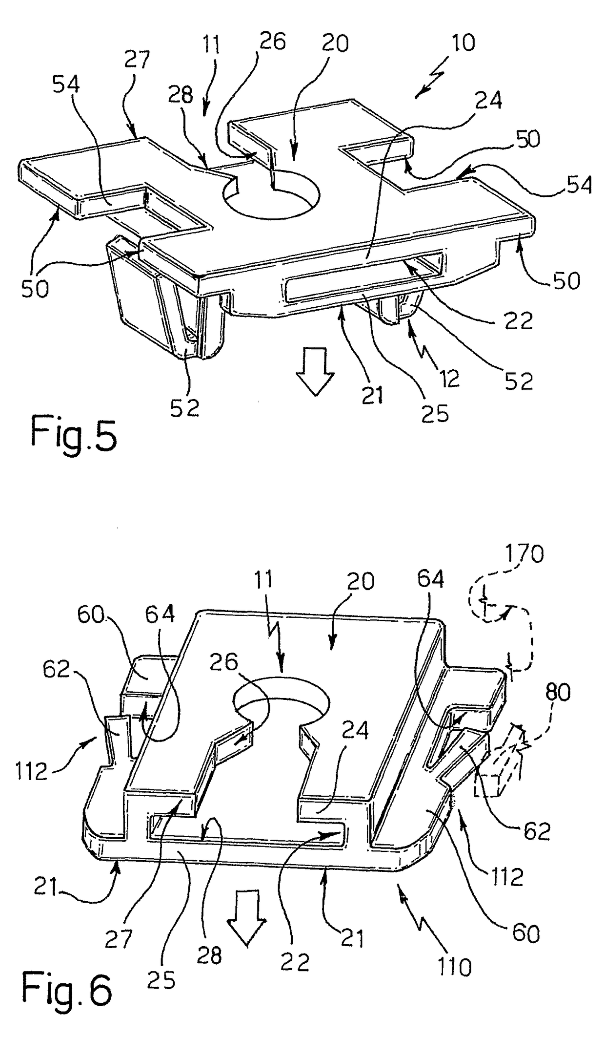 Mounting device for a fastening system trim elements to vehicle body