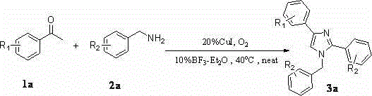 A kind of synthetic method of many substituted imidazoles