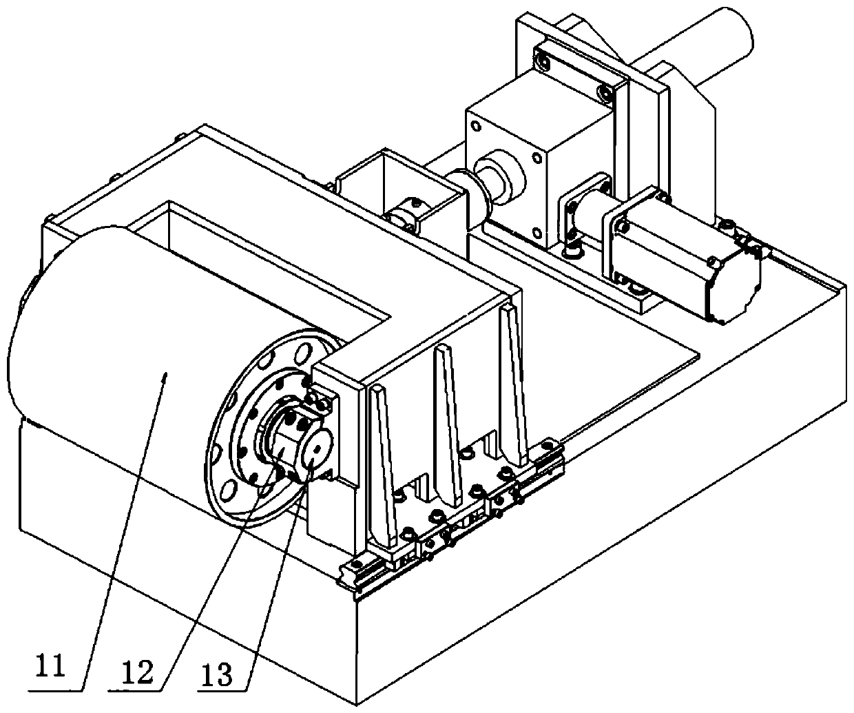 Simulation diamond wire mesh tension loading mechanism for slicing machine main shaft test bed