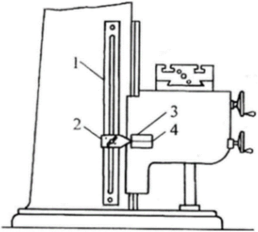 Height indicating device for milling machine bed