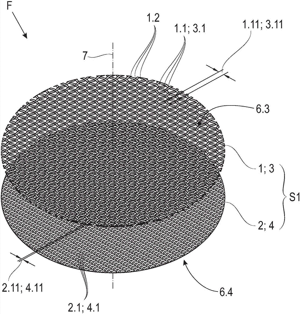 Flame-guard filter composed of a number of layer sequences, and arrangements of flame-guard filters and their use