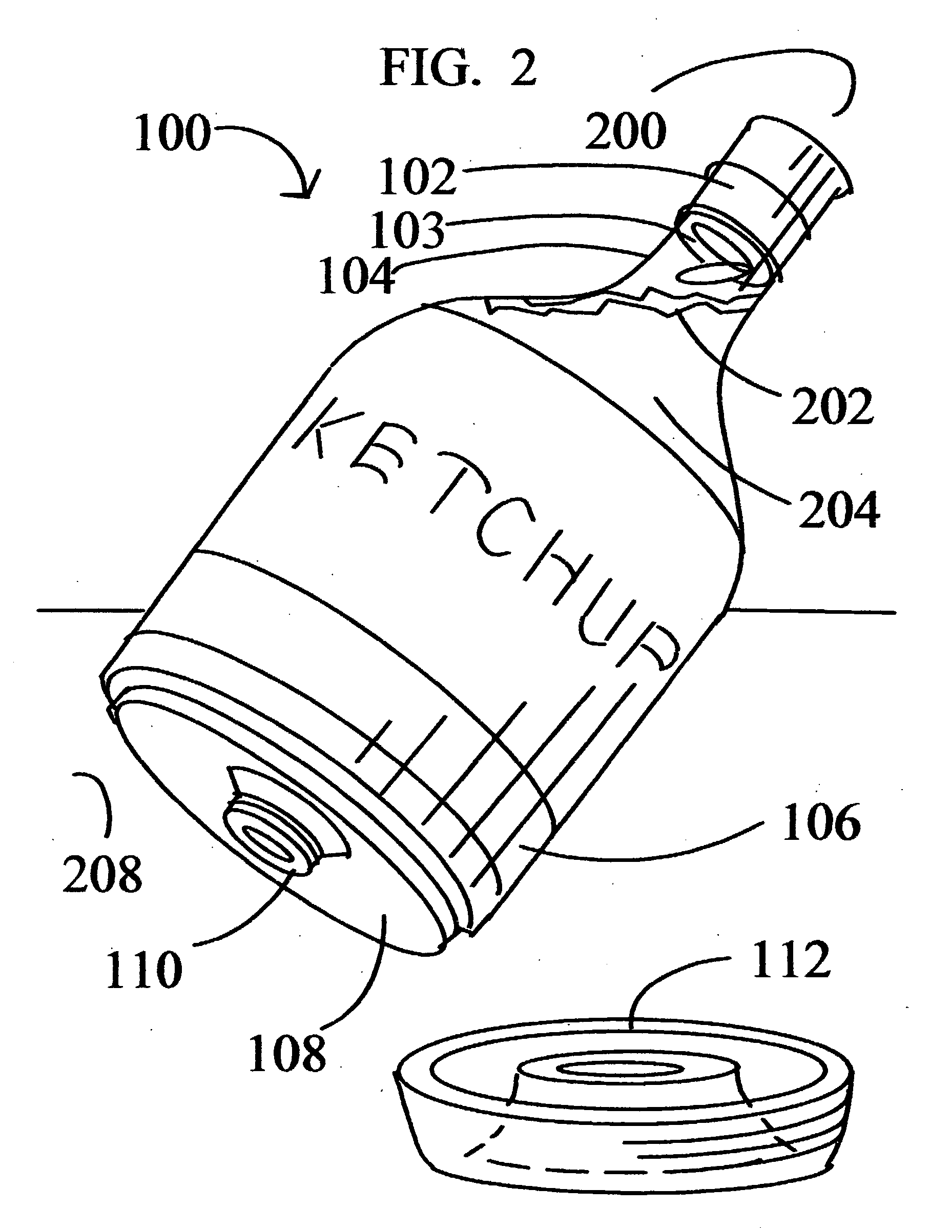 Gravity-fed liquid chemical dispensing bottle