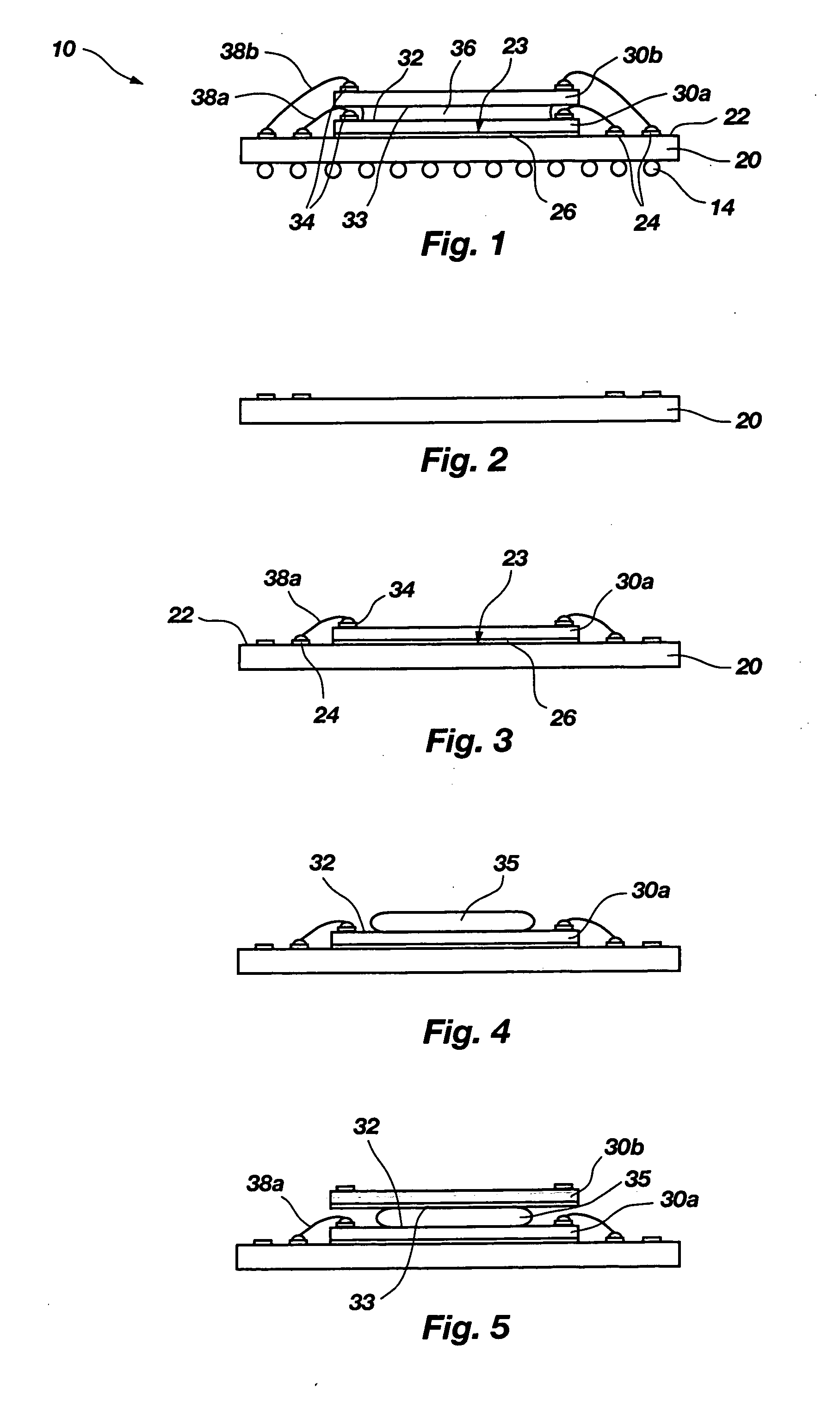 Methods for assembling semiconductor devices in superimposed relation with adhesive material defining the distance adjacent semiconductor devices are spaced apart from one another