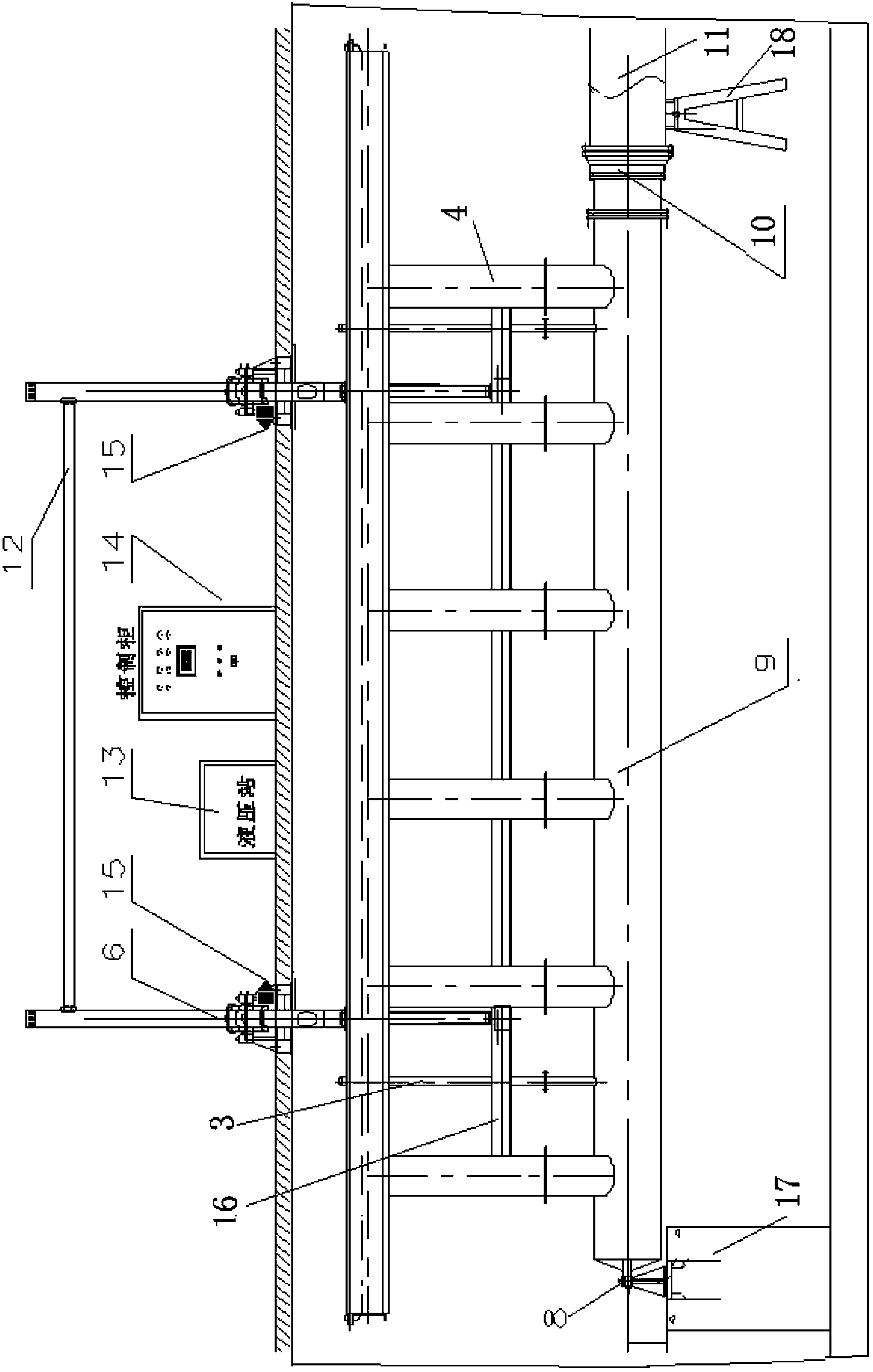 Spiral-arm hydraulic push-rod decanting device