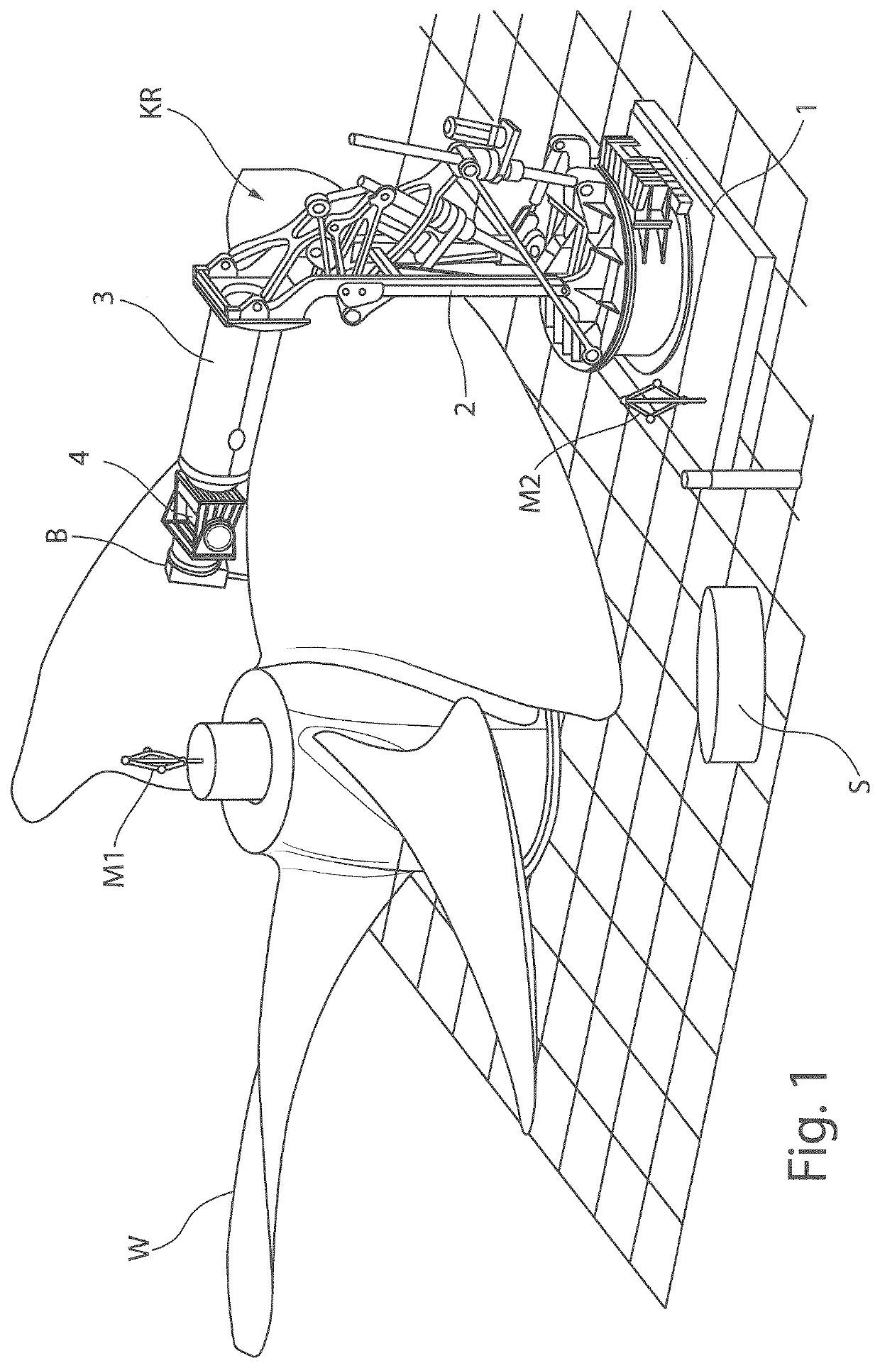 Method and arrangement of introducing boreholes into a surface of a workpiece mounted in a stationary manner using a boring tool attached to an articulated-arm robot