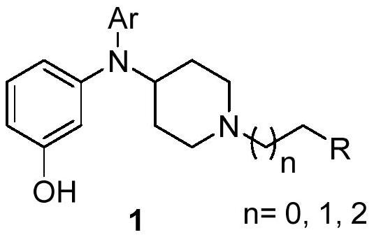 N, N-(4-piperidyl, aryl)-3-aminophenol derivative, pharmaceutical composition and application thereof