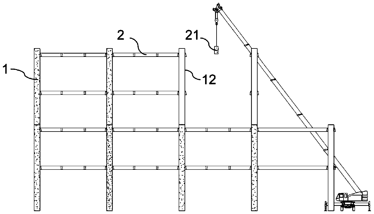 Construction method of novel assembled mixed frame structure system