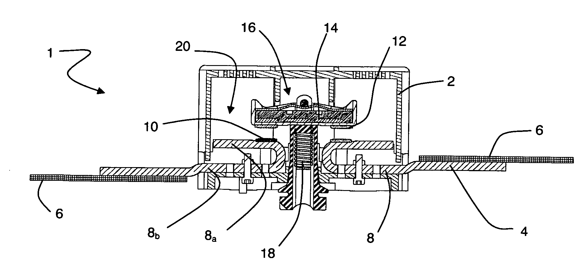 Contact device for a high resistive power contactor