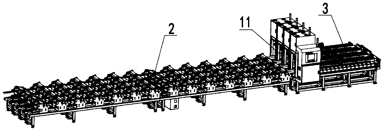 Scratch-free conveying and cutting device for sectional material