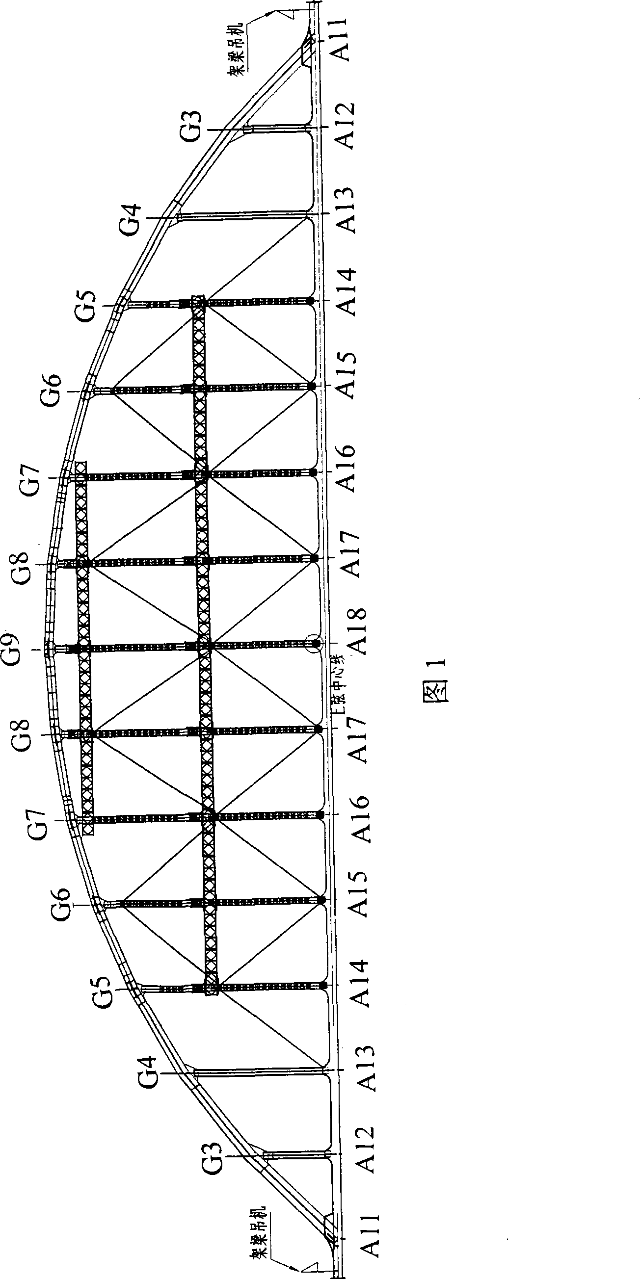 Installation and closure construction method for steel sliding roadway arch on top surface of steel trussed beam bridge