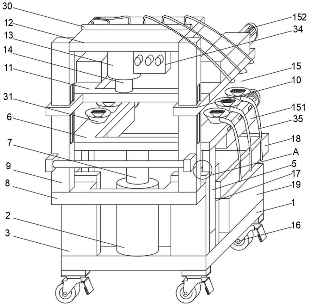 A device for cleaning and disinfecting hospital beds for hemorrhoid surgery