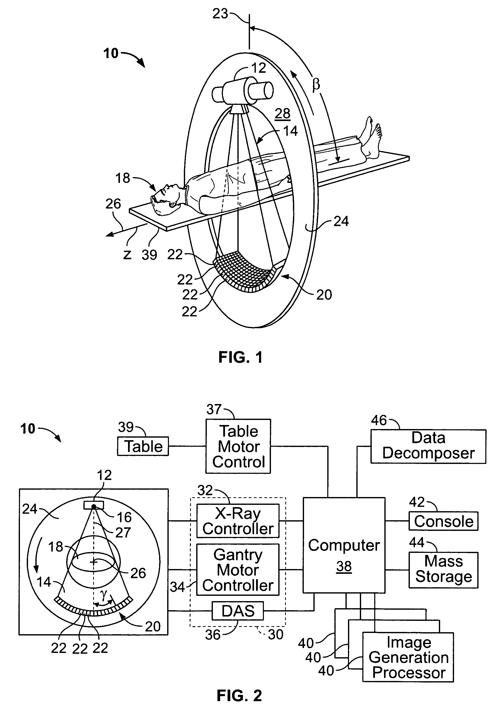 Method and apparatus for image reconstruction using data decomposition for all or portions of the processing flow