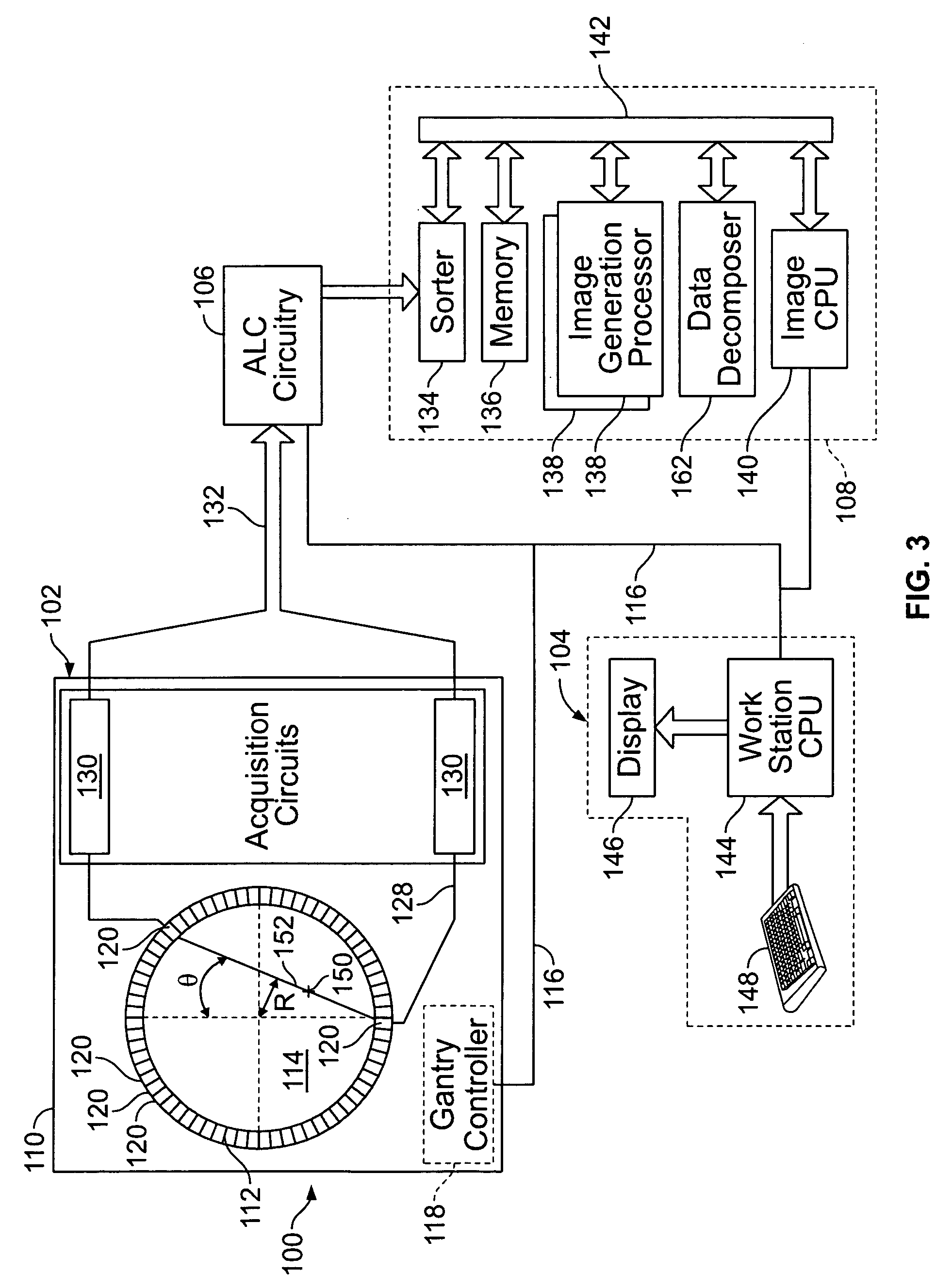 Method and apparatus for image reconstruction using data decomposition for all or portions of the processing flow