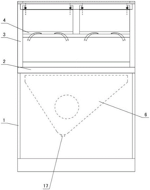 Three-way oil fume separation device of integrated cooker