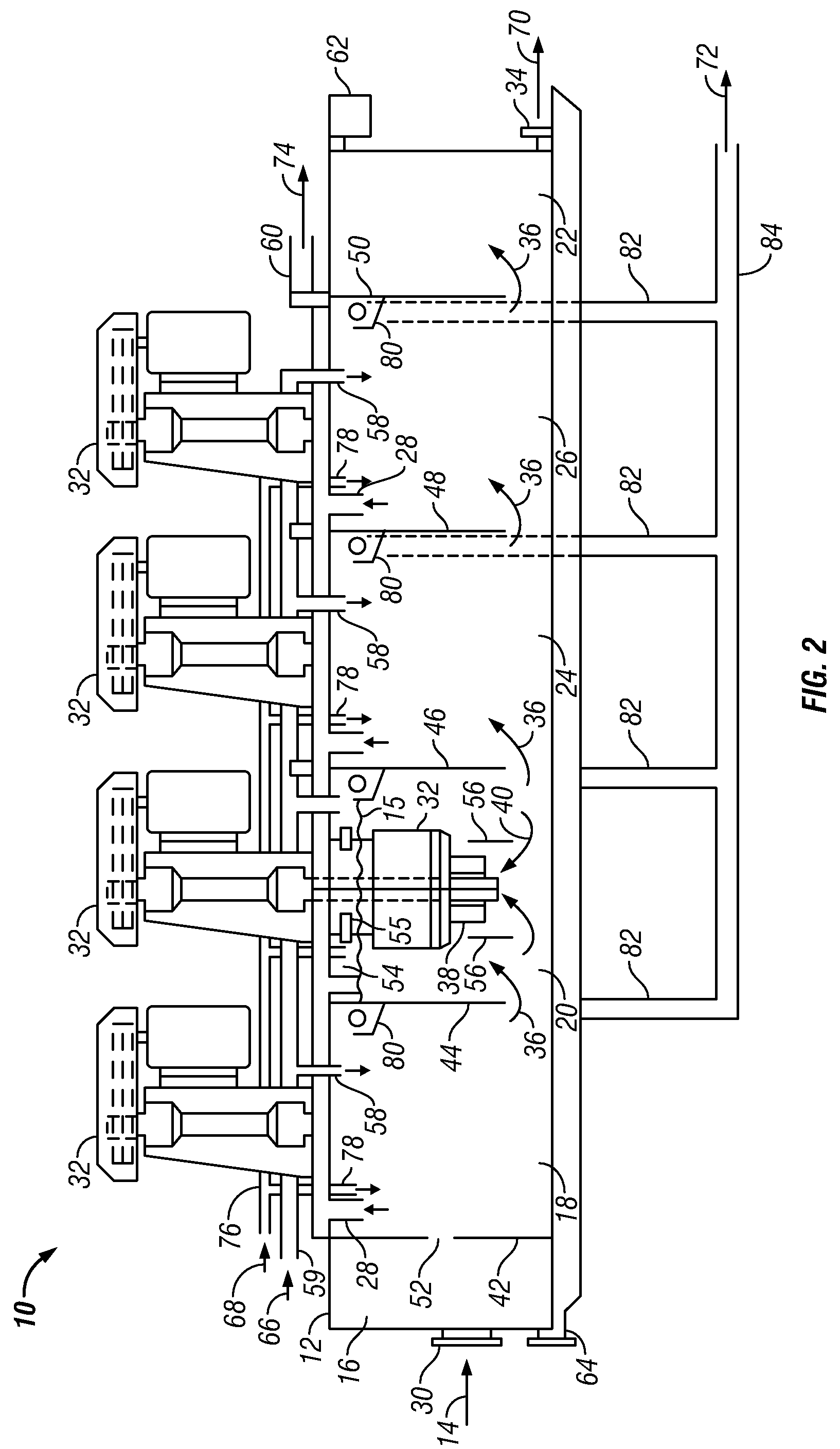 Mechanical flotation device for reduction of oil, alkalinity and undesirable gases