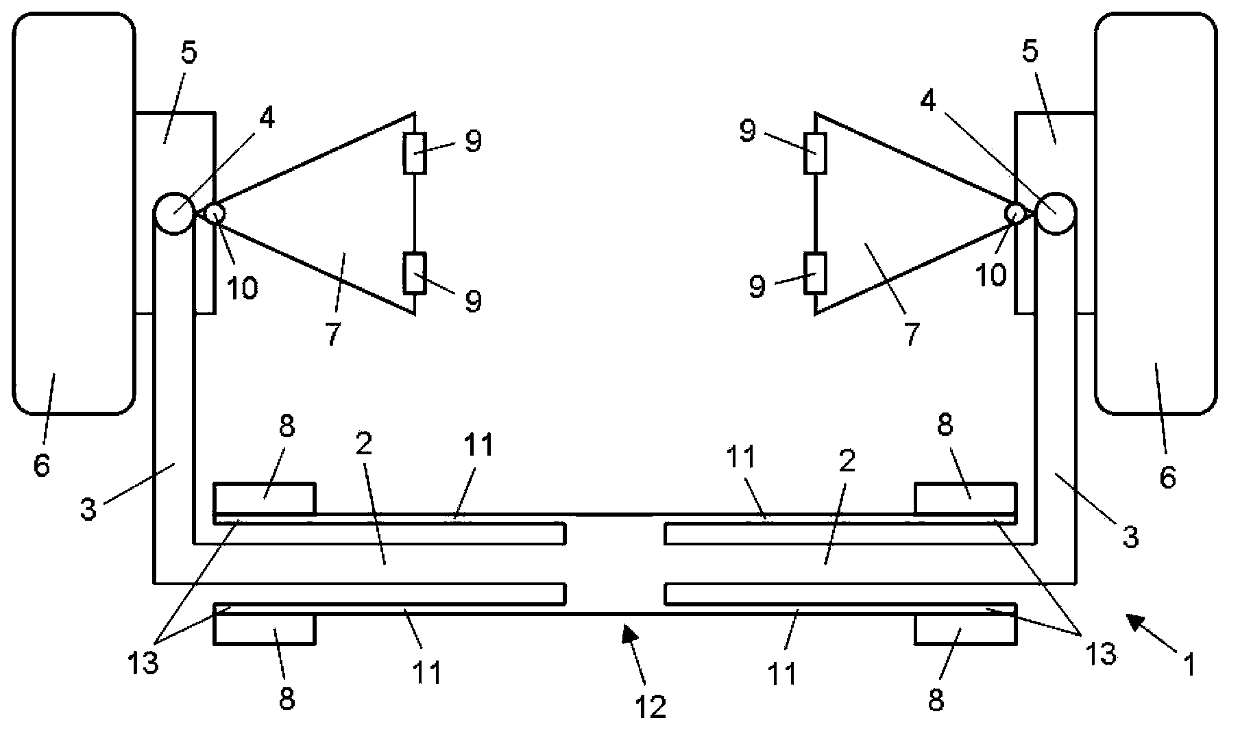 Stabilizer for vehicle and wheel suspension having the stabilizer