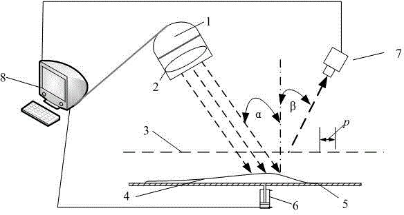 Shadow Moire measuring system for automatic compensation of contrast of fringe pattern