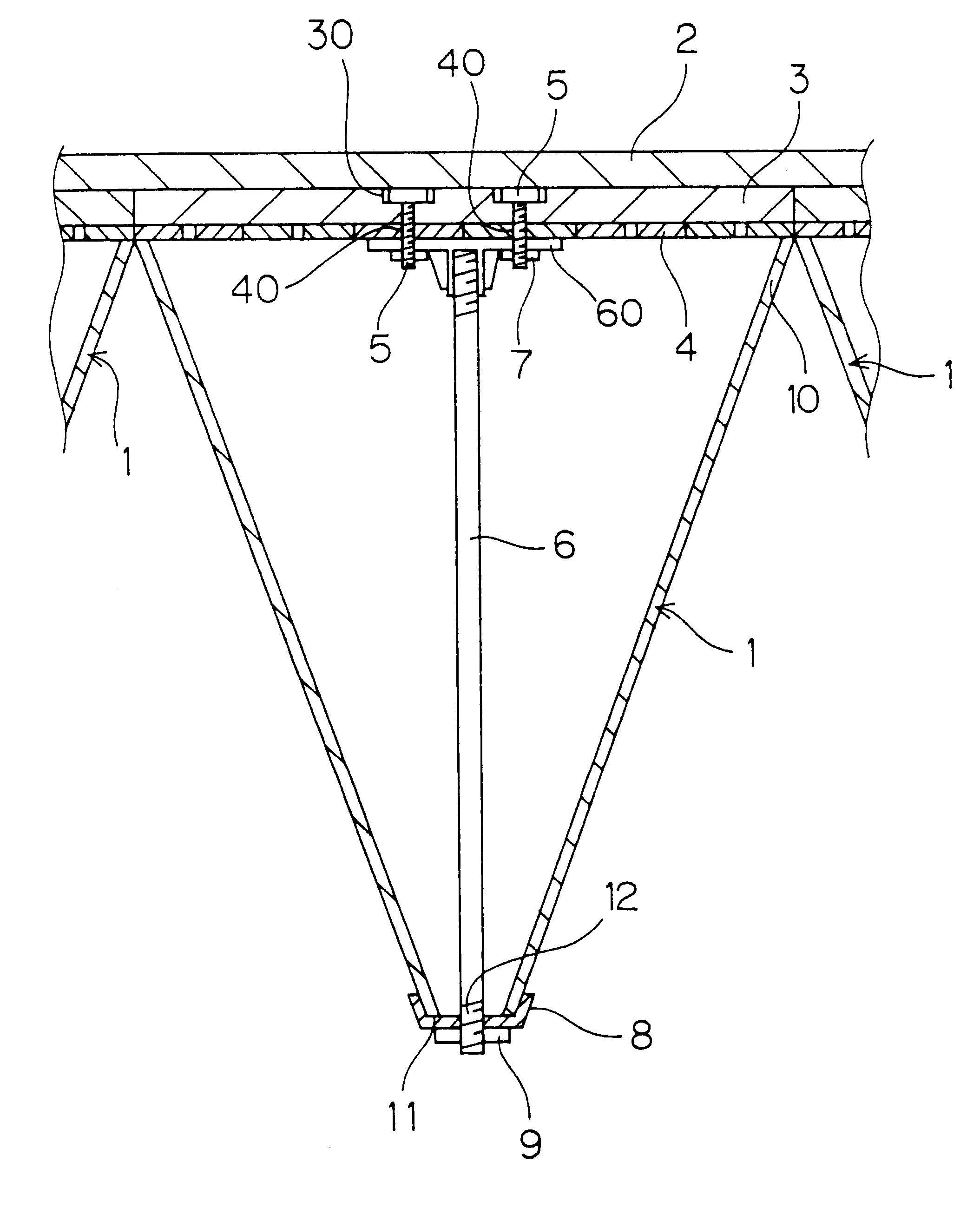 Method for attaching radio wave absorber and structure for attaching the same
