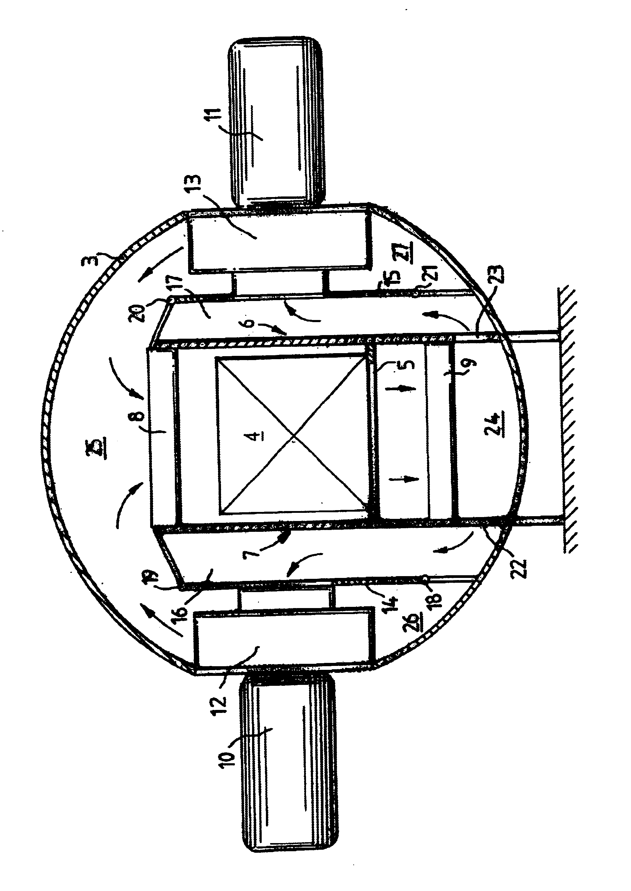 Apparatus for the treatment of metallic workpieces with cooling gas