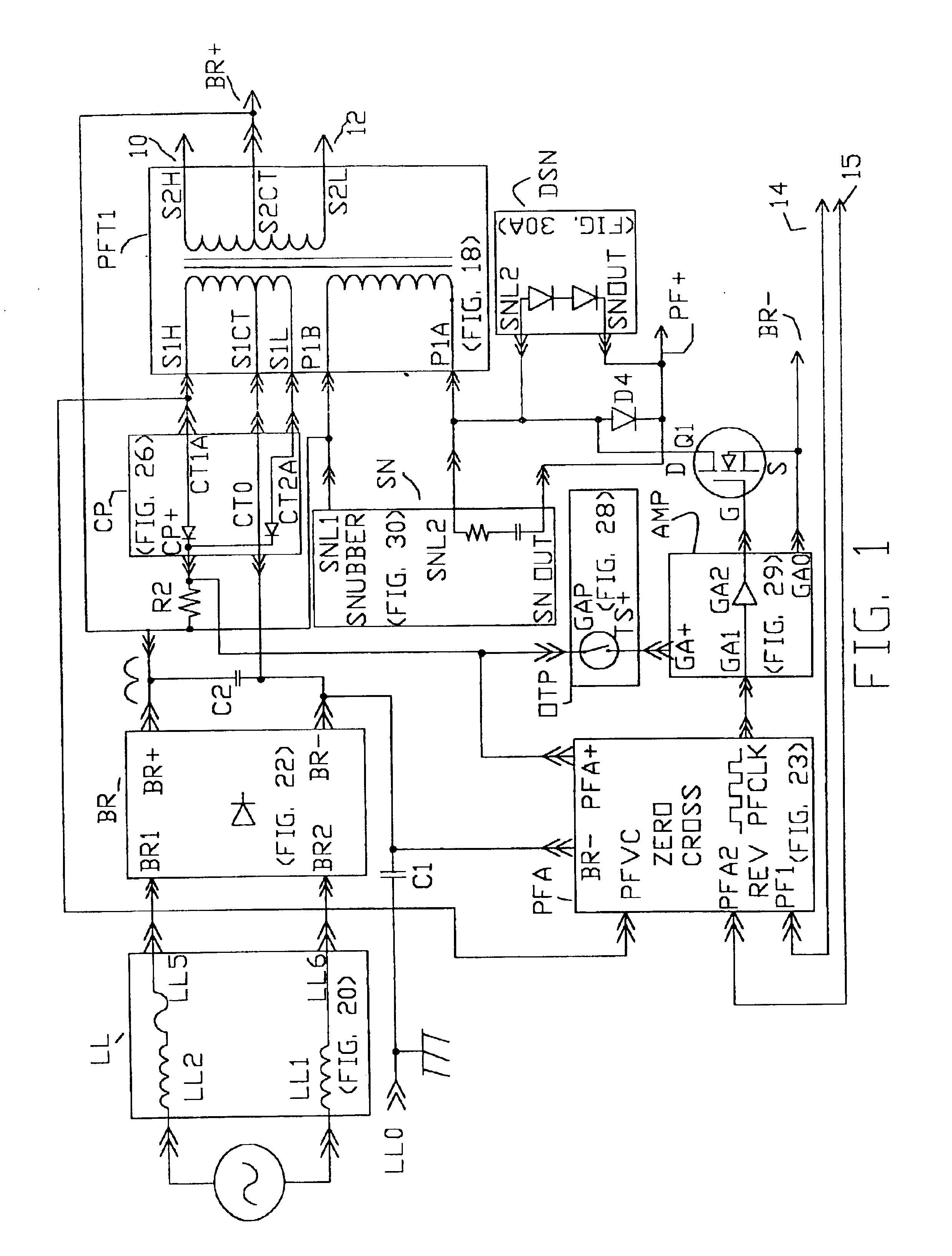 Two-stage converter using low permeability magnetics