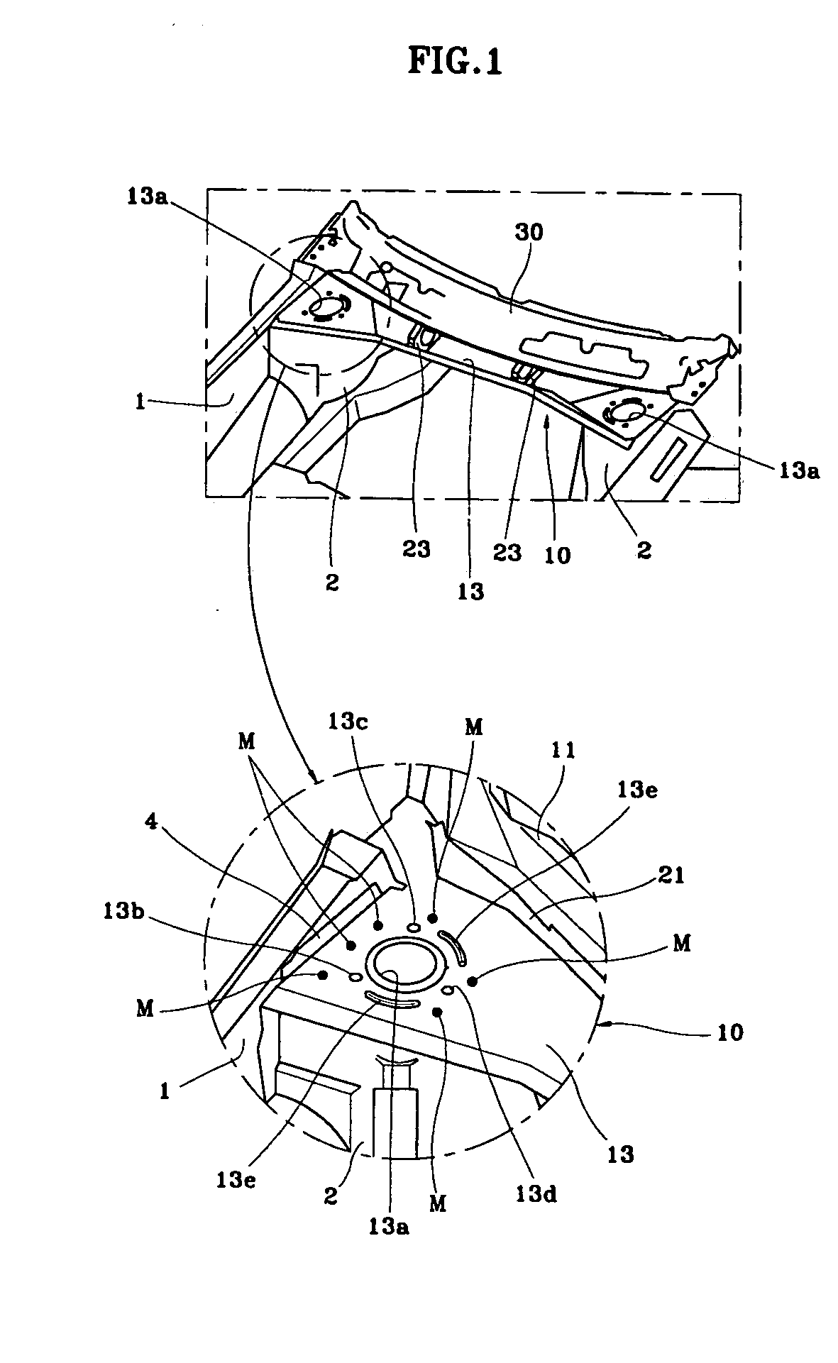 Upper mounting part structure of front strut assembly