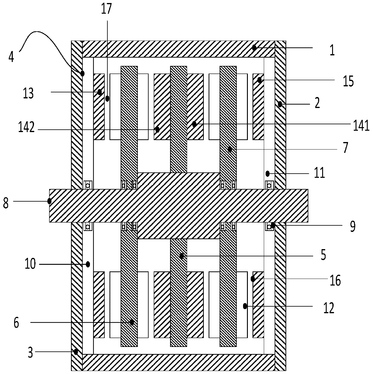 Electromagnetic multistage adjustable variable inertial capacitance and variable damping device