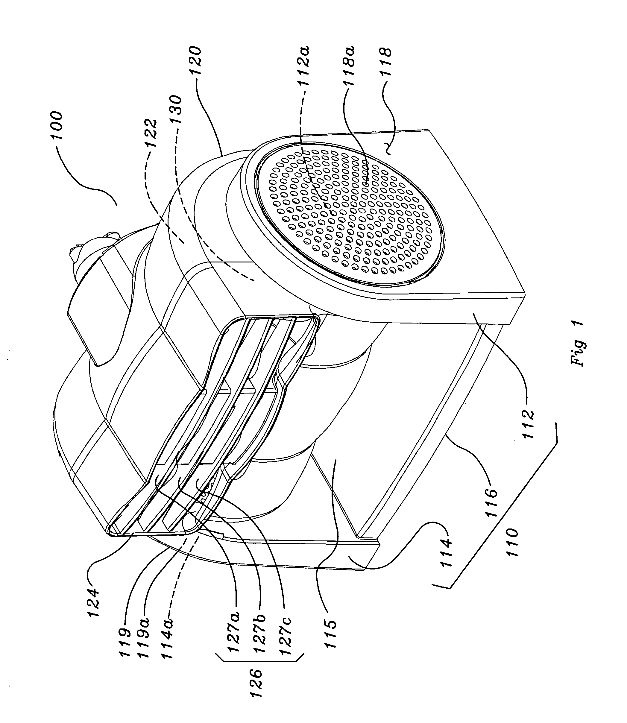 Air blower with horizontal air outlet