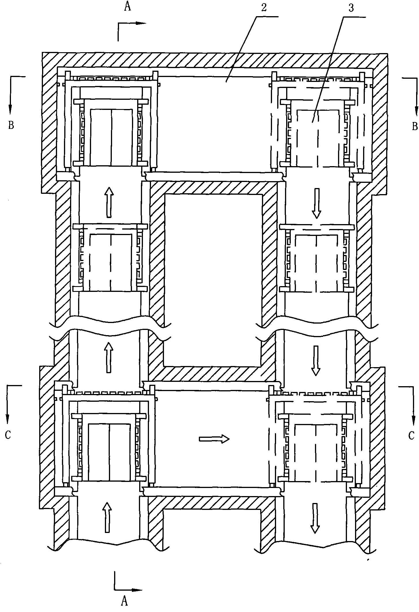 Non-rope circulating multi-cabin elevator and circulating system thereof