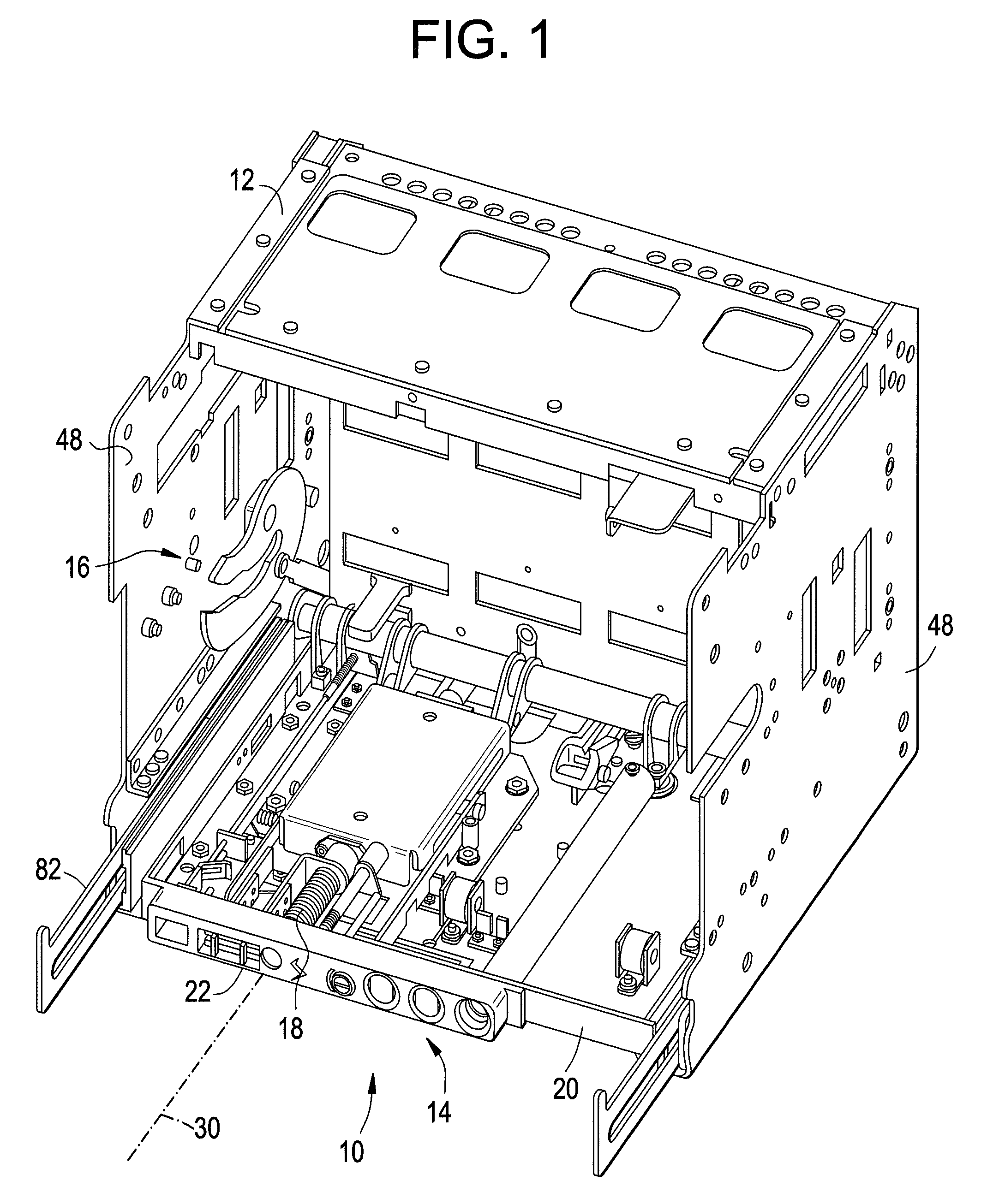 Racking mechanism for a circuit breaker