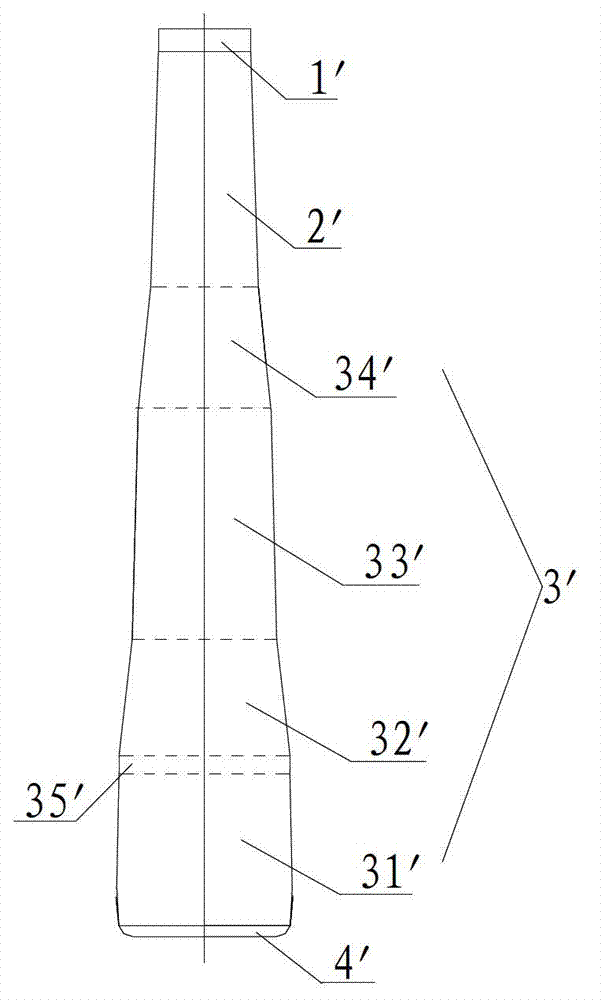 A preliminary mold for manufacturing small-diameter glass bottles based on the blow-blow method