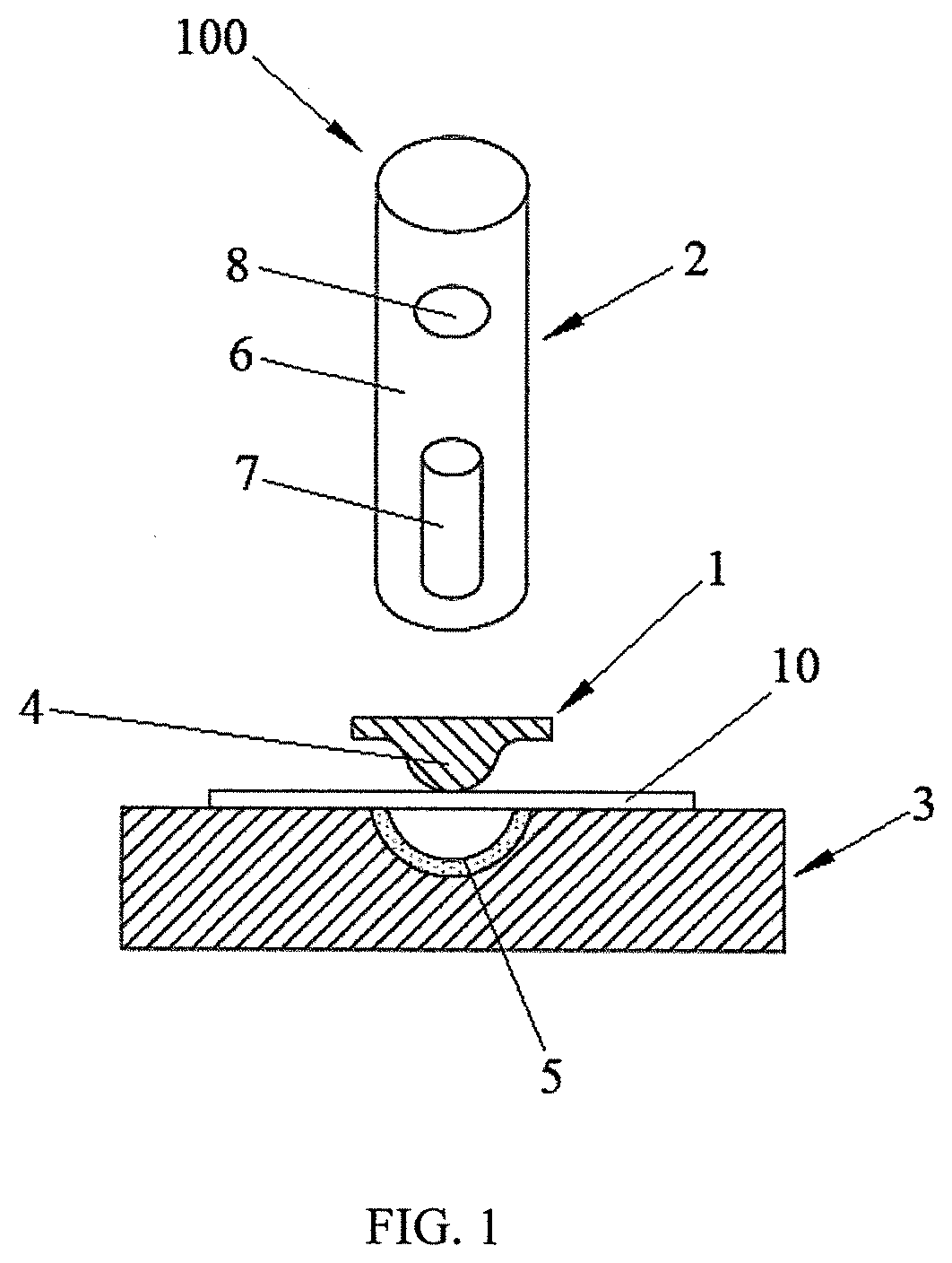 Impact forming device and method for local small features on metal thin-walled curved-surface part