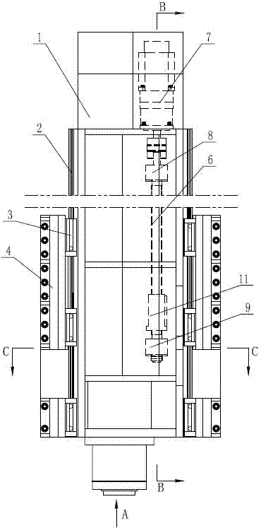 Power head lifting mechanism of gantry movable type numerical-control drilling and milling machine