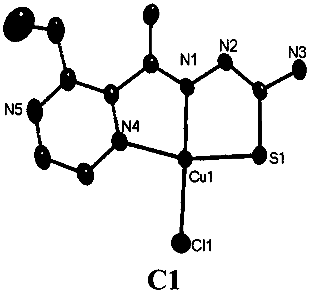 Copper compound adopting 2-acetyl-3-ethyl pyrazine thiosemicarbazone as ligand as well as synthetic method and application thereof