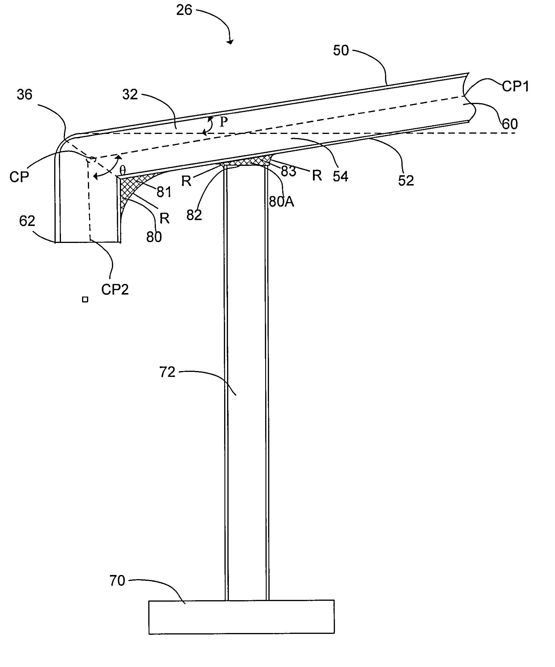 Building roof structure having a round corner