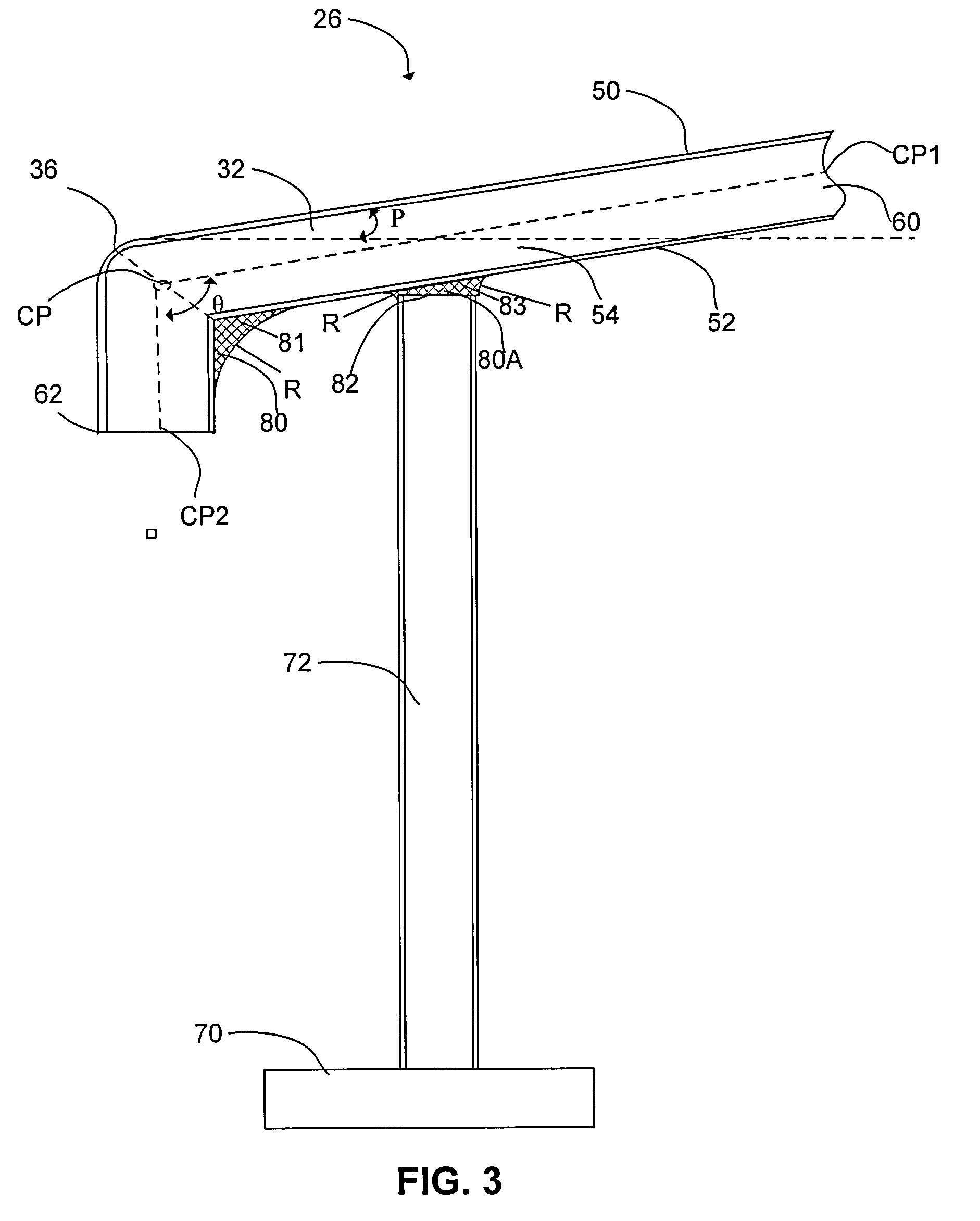 Building roof structure having a round corner