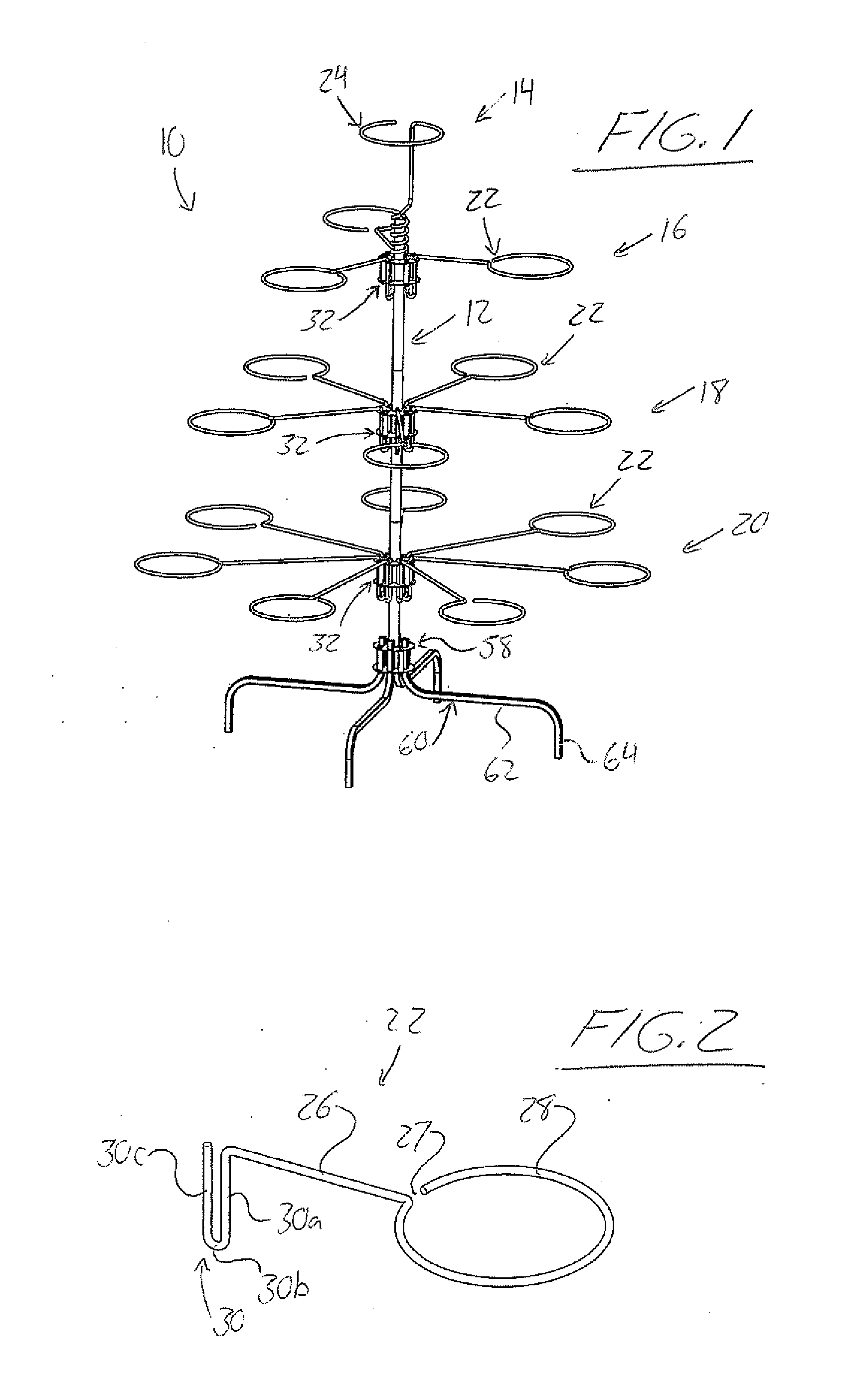 Tree-Style Potted Plant Holder and Hubs, Supports, Adapters and Watering System for Same