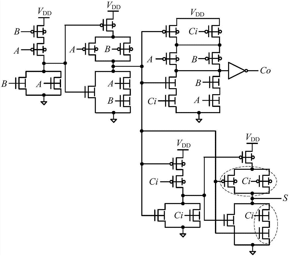 One-bit full-adder based on FinFET transistors