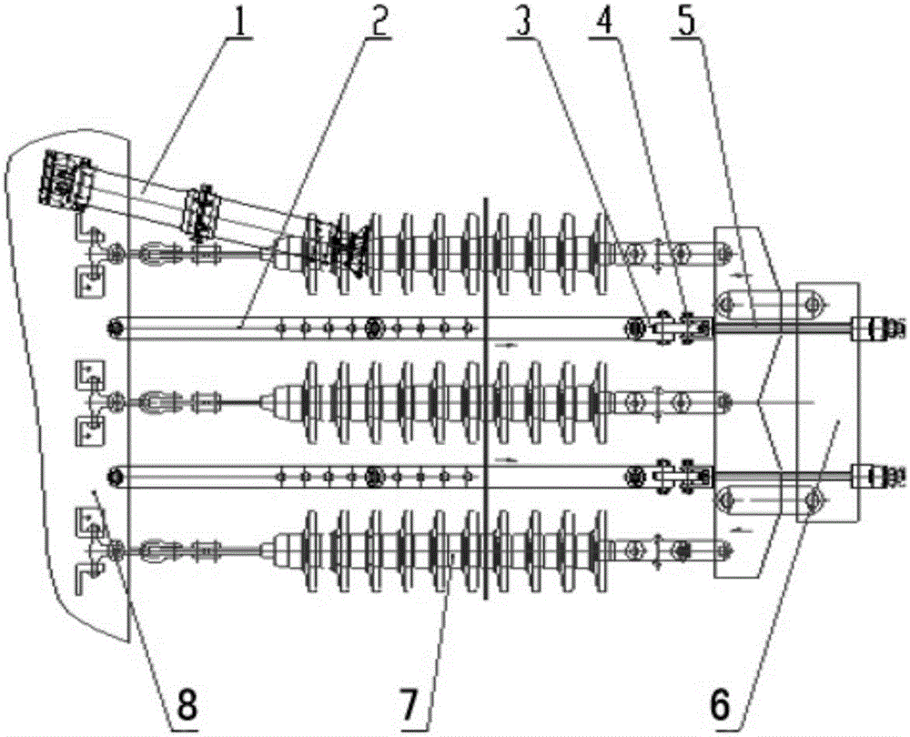 Ultrahigh power transmission line cross-arm side whole-string dead end insulator disengagement and recovery method