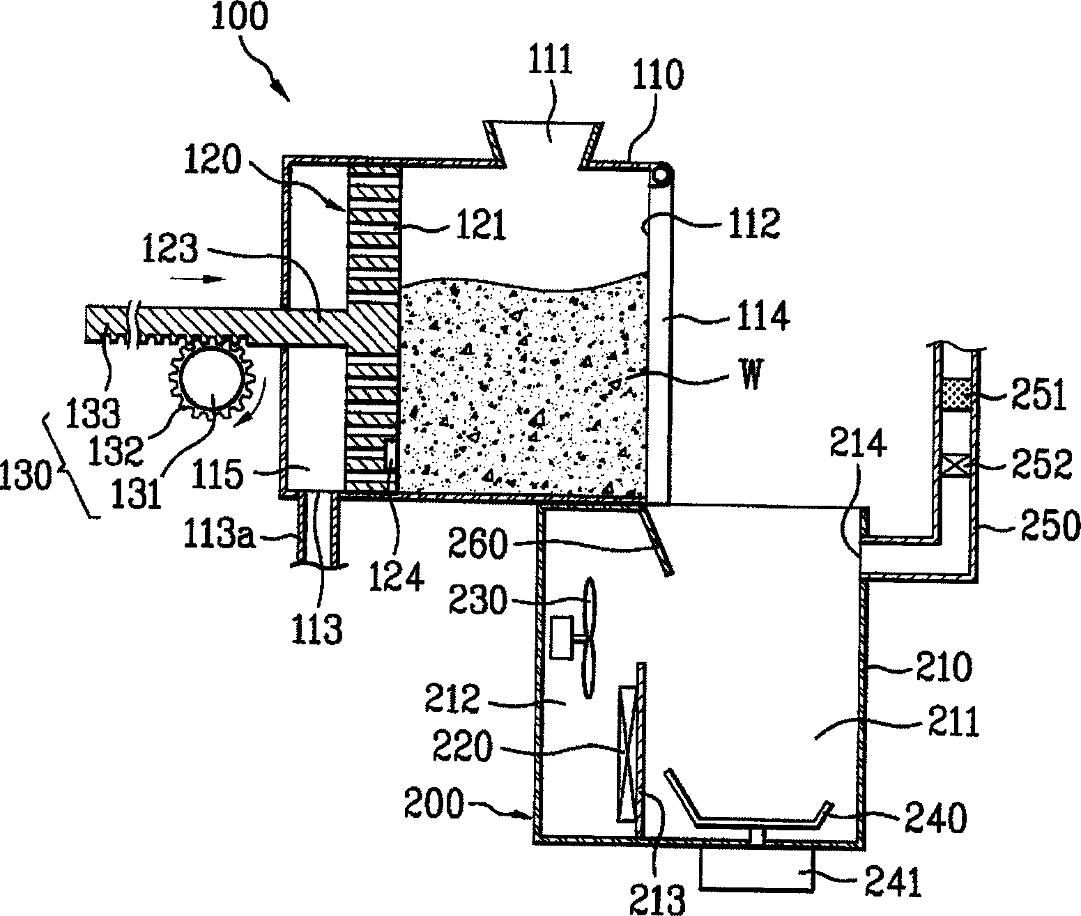 Apparatus for processing organic substance