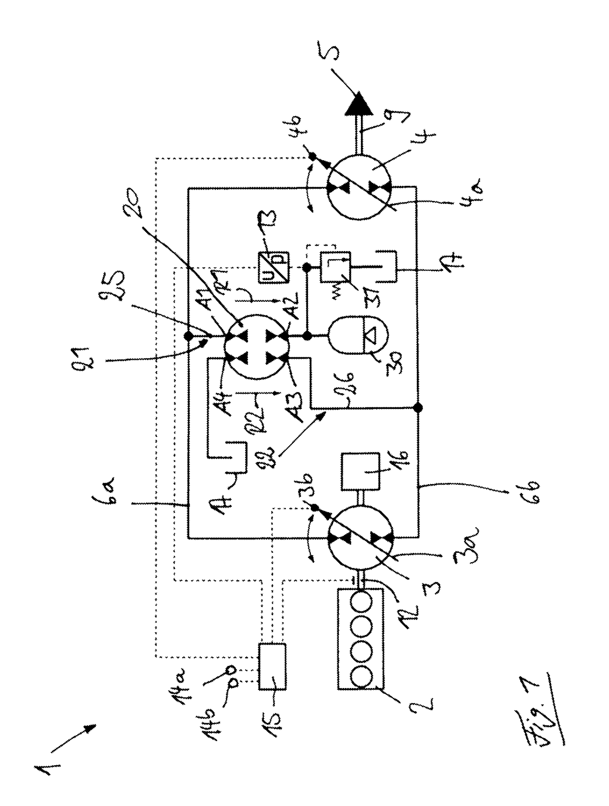 Hydrostatic drive system in a closed circuit