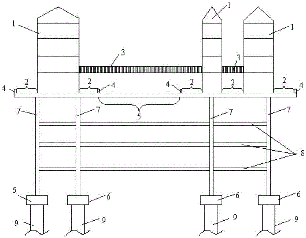 Asymmetric gallery bridges constructed at two sides of highway bridge