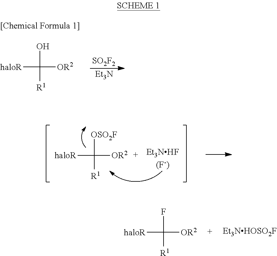 Process for production of halogenated alpha-fluoroethers