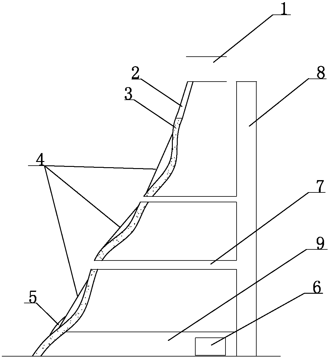 Adit drawing ore-pass with reinforcing well wall