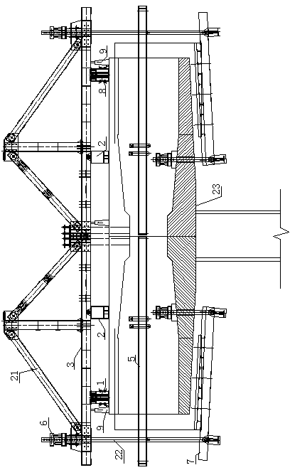 Construction method of running rail-free triangular hanging basket