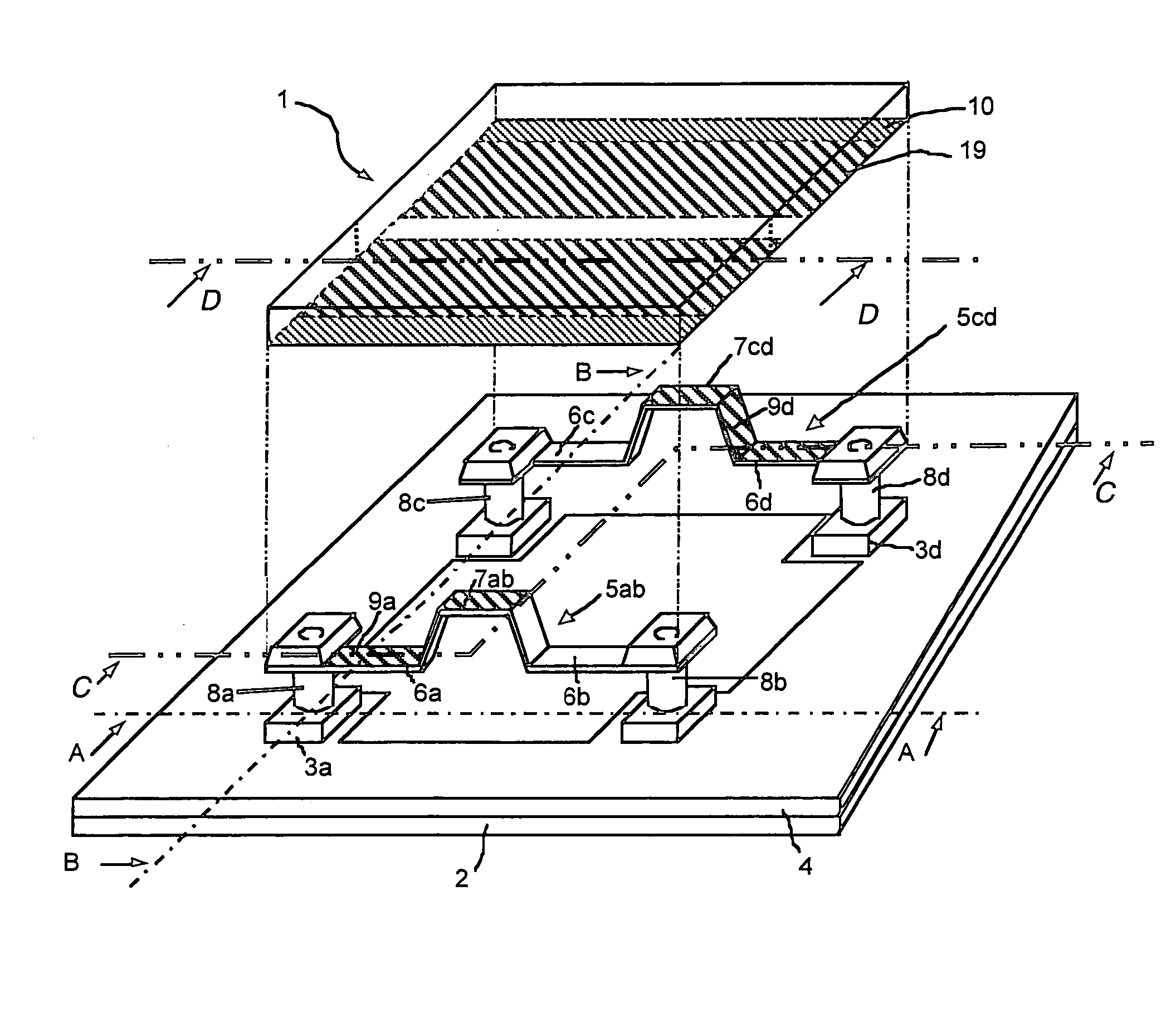 Thermal electromagnetic radiation detector comprising an absorbent membrane fixed in suspension