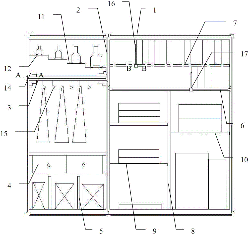 Prefabricated wall-in type modular furniture storage system