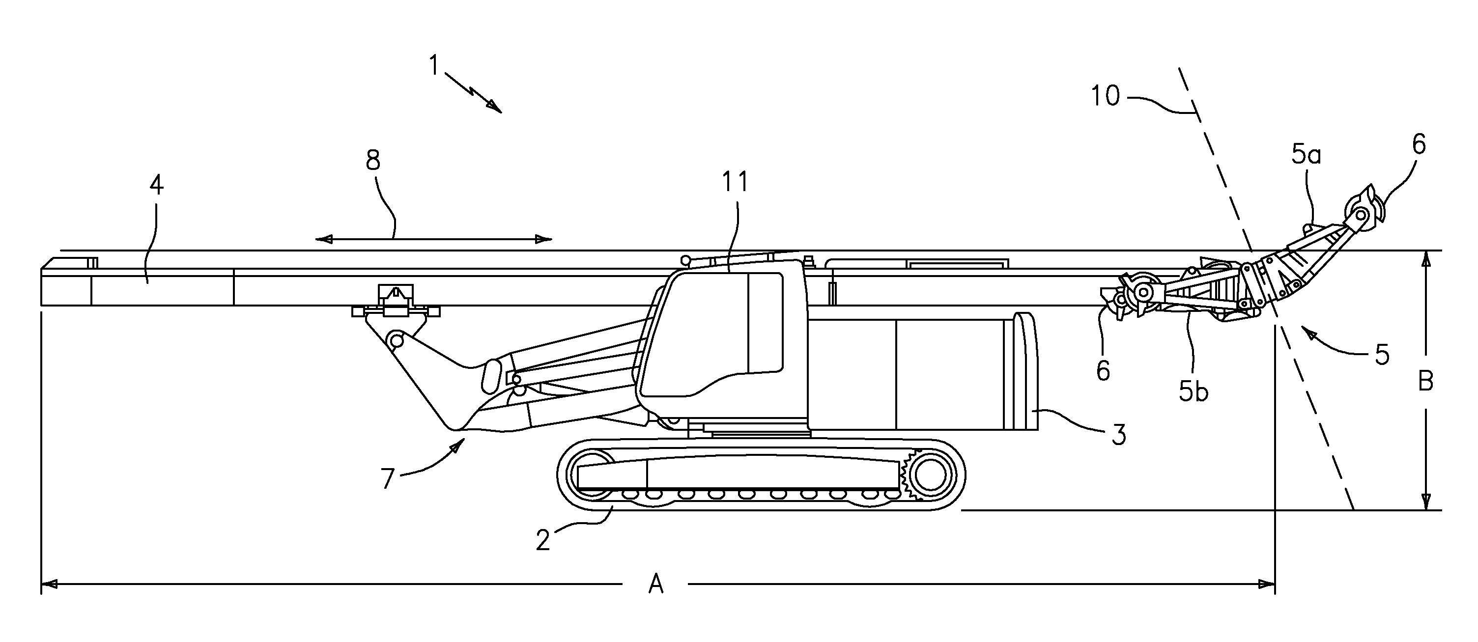 Piling and drilling rig with foldable deflection apparatus