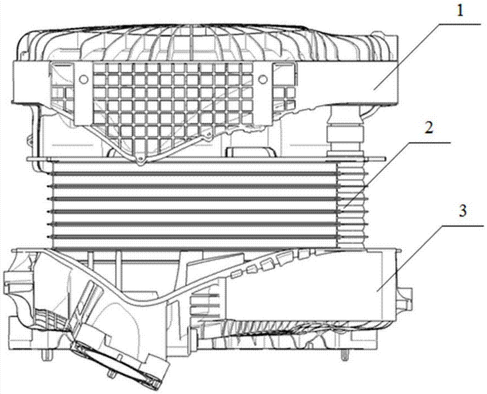 Turbo supercharged engine intake manifold with flow guiding structures