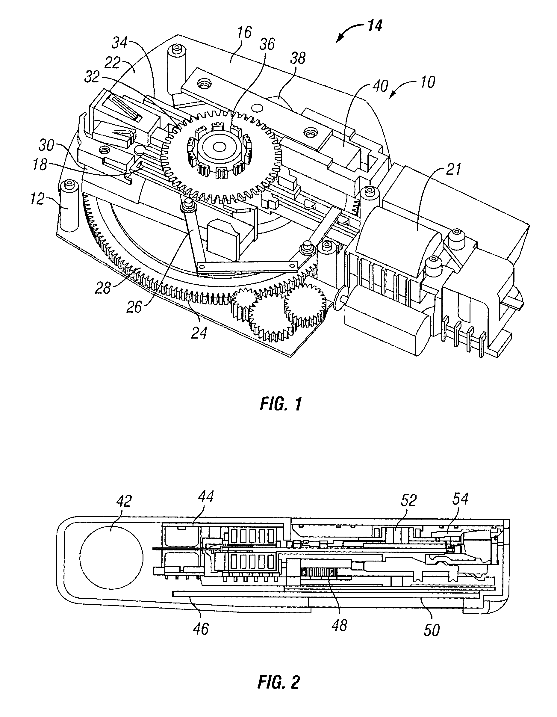 Cam drive for managing disposable penetrating member actions with a single motor and motor and control system